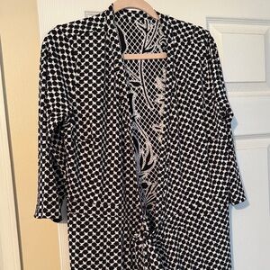 Elegant Black and White Women's reversible wrap dress.
